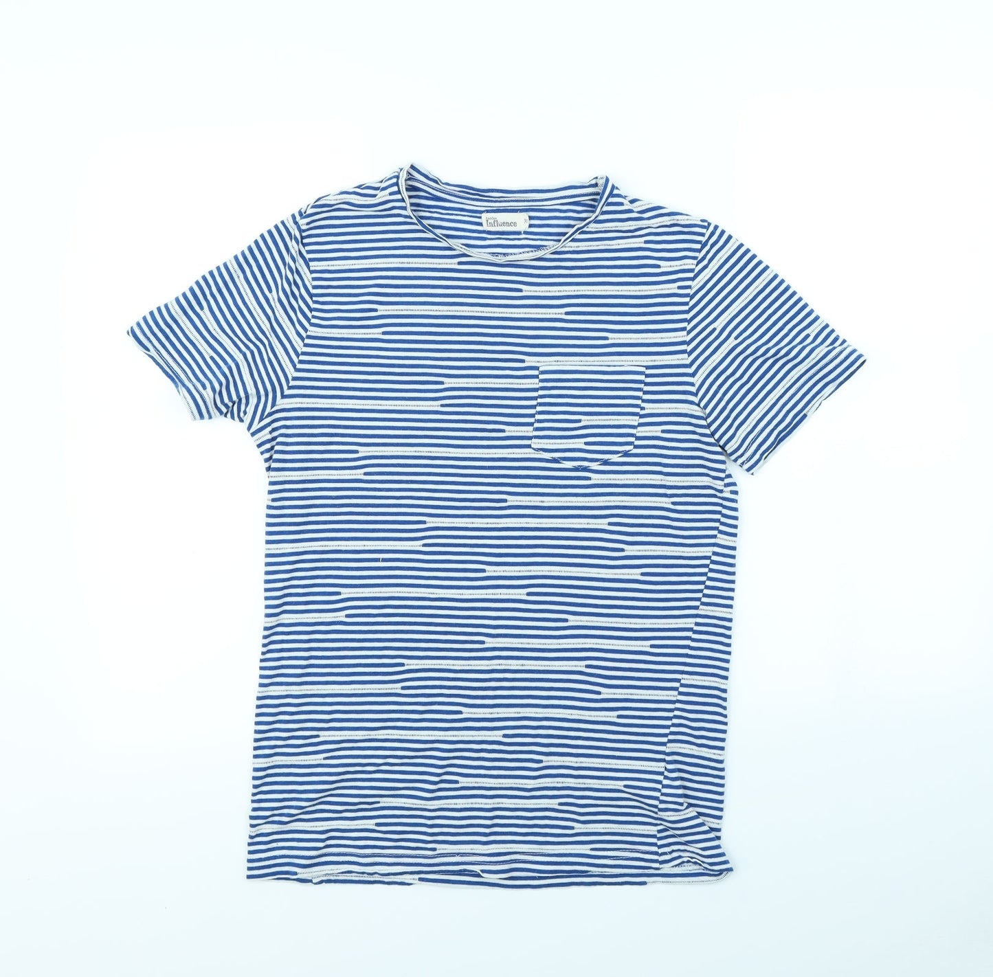Another Influence Womens Blue Striped  Basic T-Shirt Size M