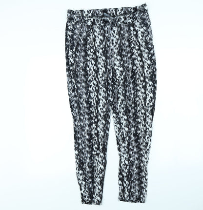 Preloved Classic Womens Black Striped  Trousers  Size 12 L30 in - Front