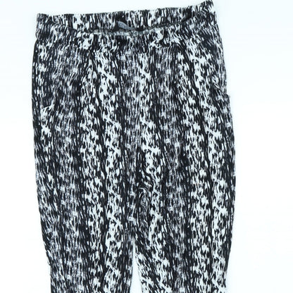 Preloved Classic Womens Black Striped  Trousers  Size 12 L30 in - Detail