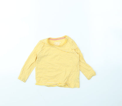F&F Girls Yellow Striped  Basic T-Shirt Size 6-9 Months