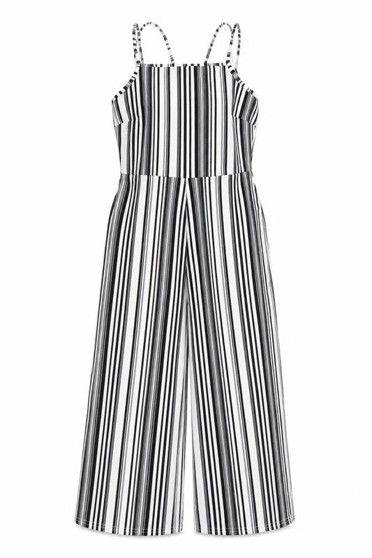 Select Womens White Striped  Jumpsuit One-Piece Size 8 L17 in