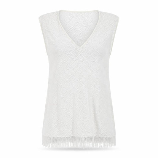 boutique Womens White  Knit Basic T-Shirt Size S