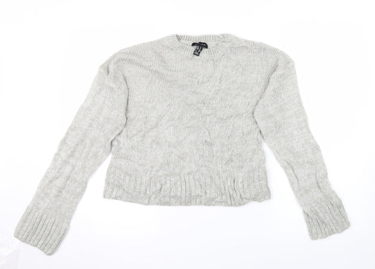 New Look Womens Grey  Knit Pullover Jumper Size S  - Cropped