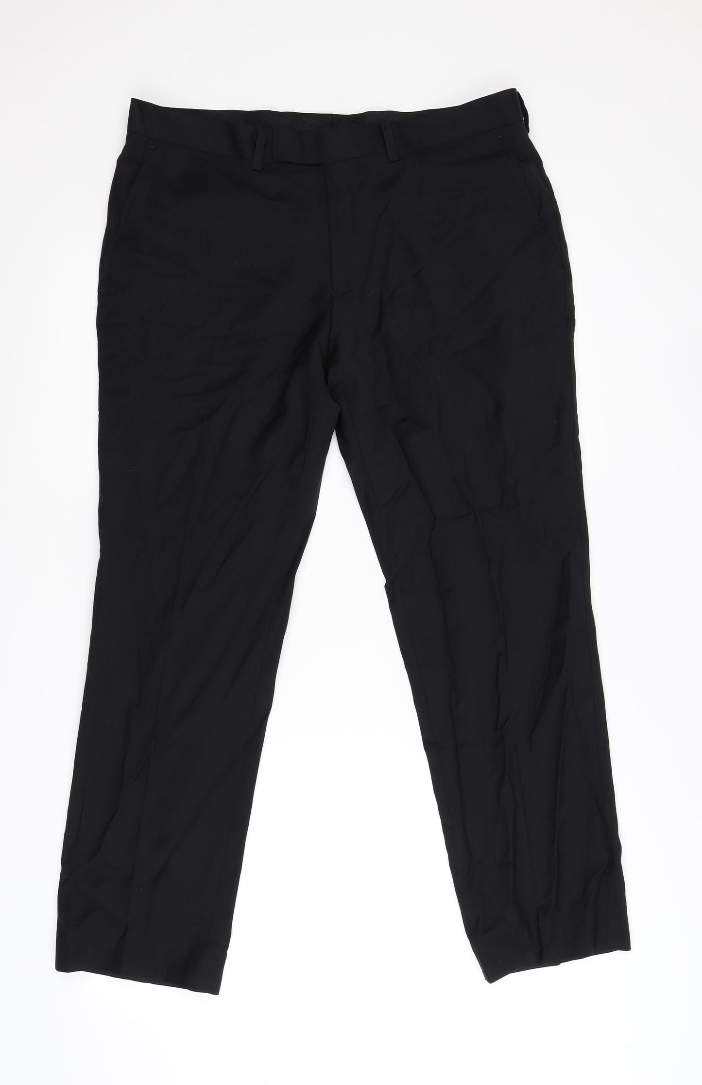 Preworn Womens Black  Flannel Trousers  Size 34 L28 in