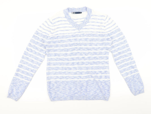 isle Womens Blue Striped  Pullover Jumper Size S