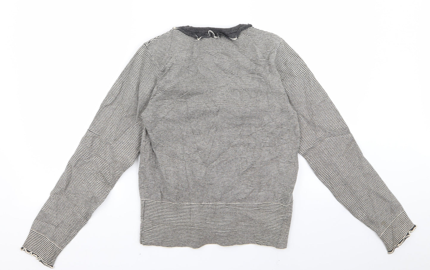 Linear Womens Grey Striped  Cardigan Jumper Size M