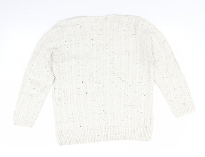 CHIC Womens White  Knit Pullover Jumper Size M