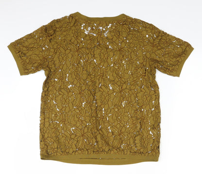 Promod Womens Yellow   Basic T-Shirt Size 8