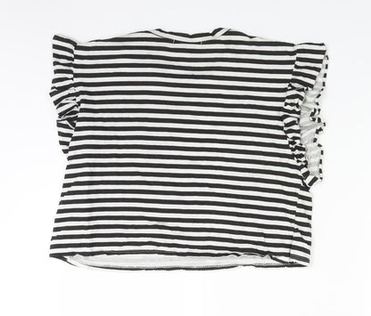 Preloved Boohoo Womens Black Striped  Basic T-Shirt Size 10 - Back