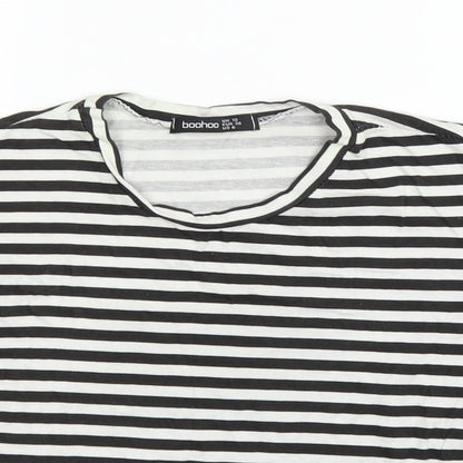 Preloved Boohoo Womens Black Striped  Basic T-Shirt Size 10 - Detail