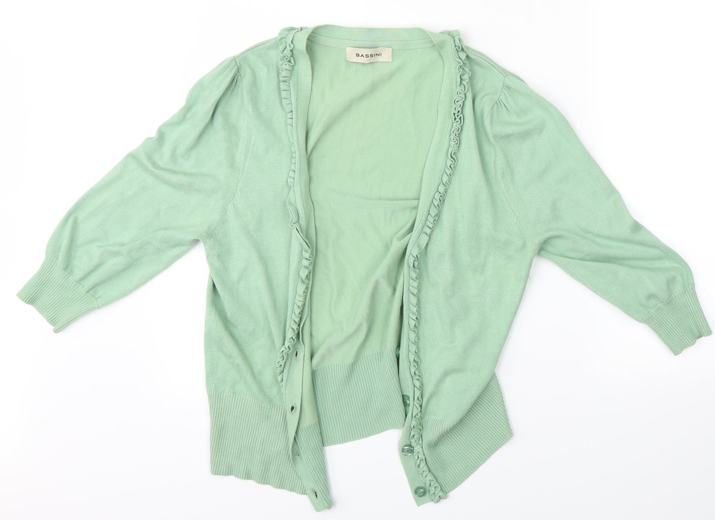 BASSINI Womens Green  Knit Basic Button-Up Size 12