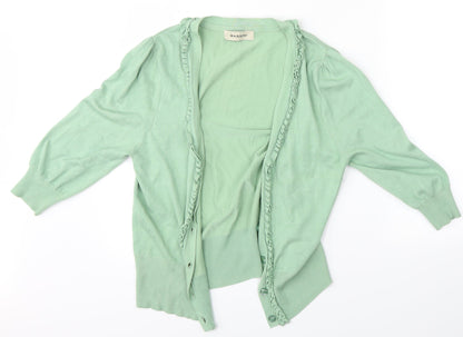 Bassini Womens Green  Knit Basic Button-Up Size 12