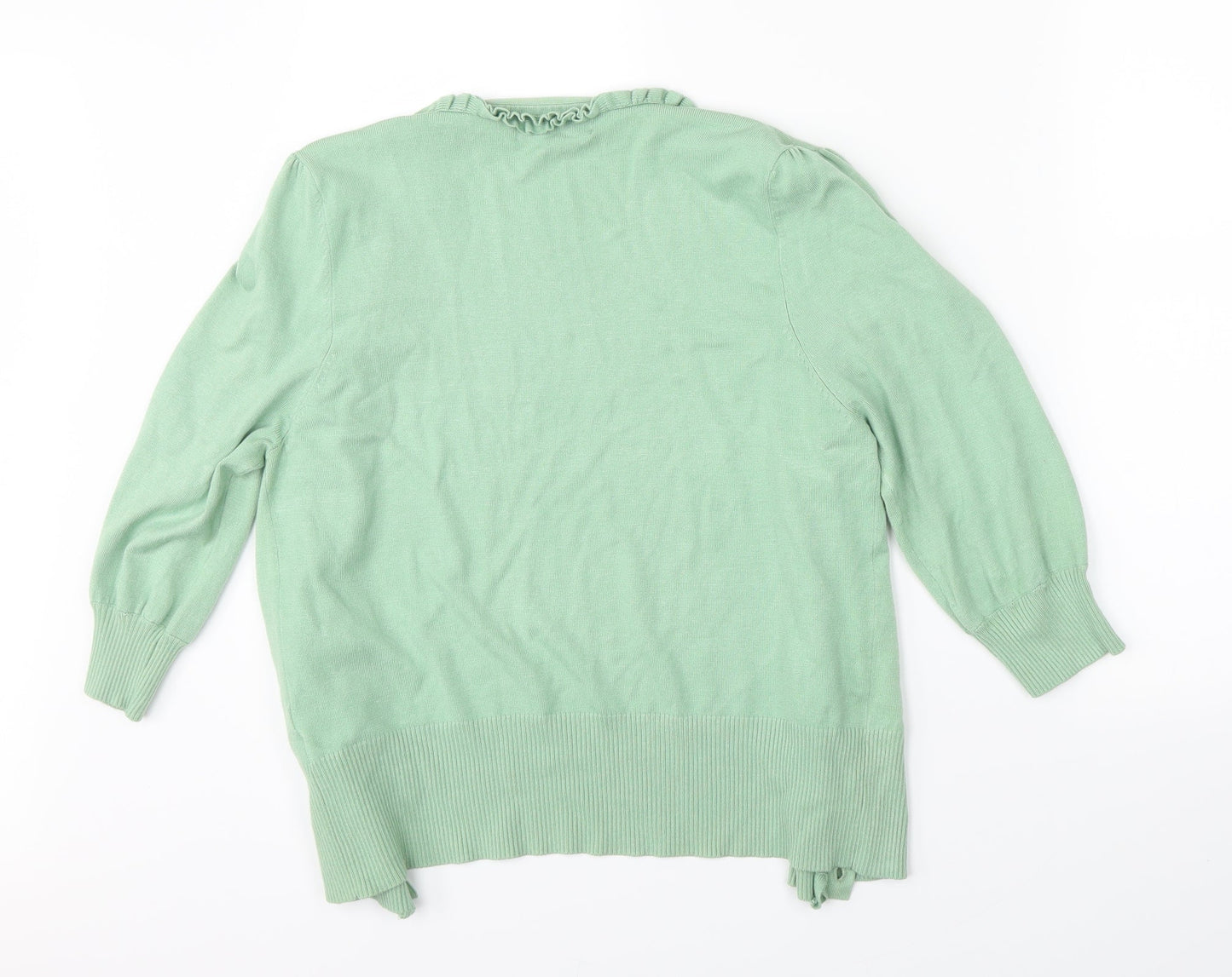 BASSINI Womens Green  Knit Basic Button-Up Size 12
