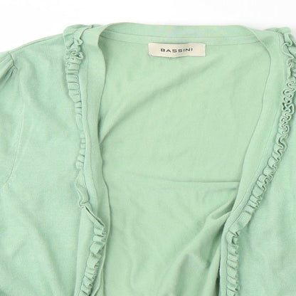 Bassini Womens Green  Knit Basic Button-Up Size 12