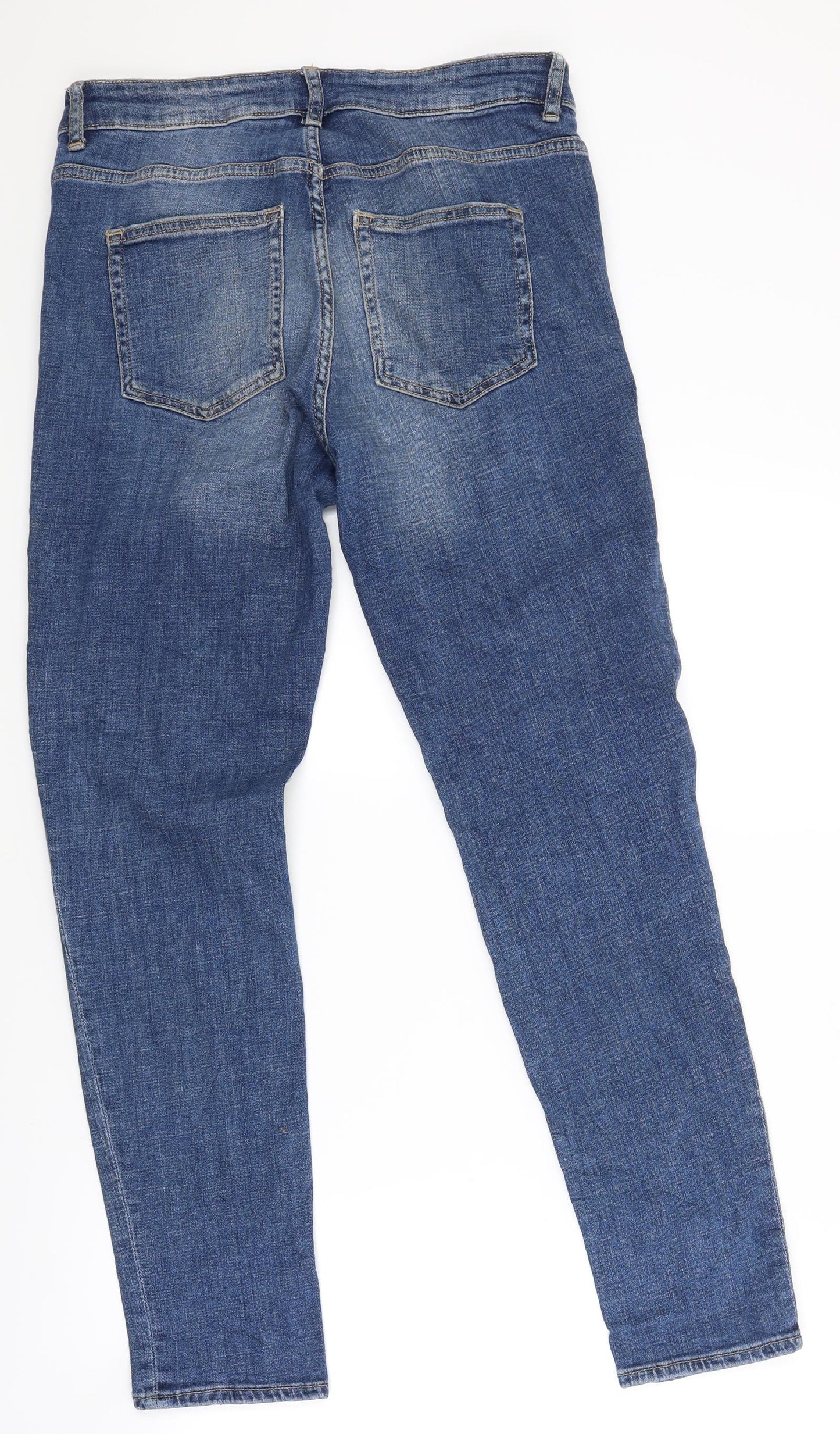H&M Womens Blue  Denim Tapered Jeans Size M L28 in