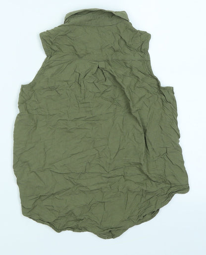 Preloved H&M Girls Green   Basic Button-Up Size 9-10 Years - Back