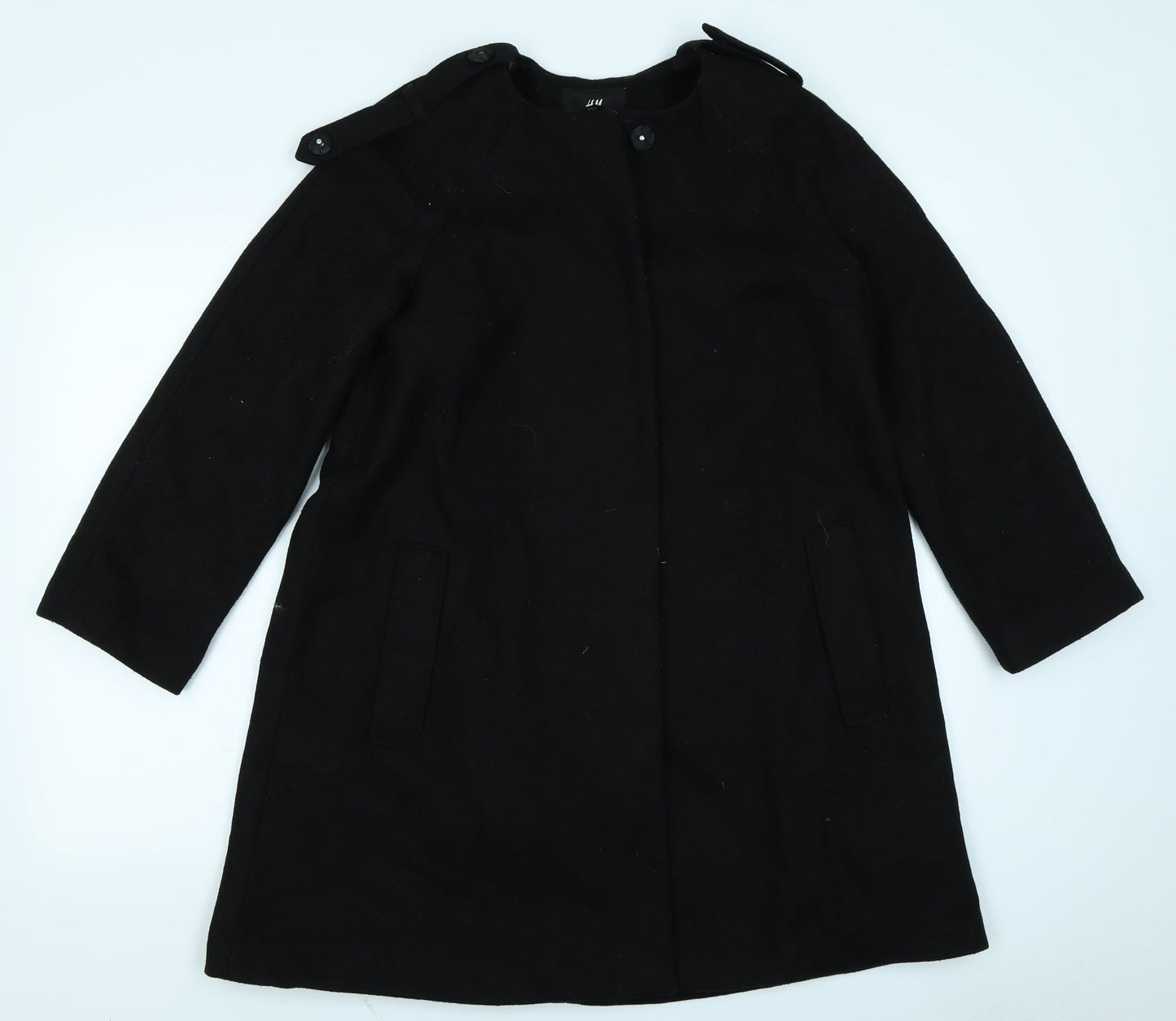 H&M Womens Black   Overcoat Coat Size 8