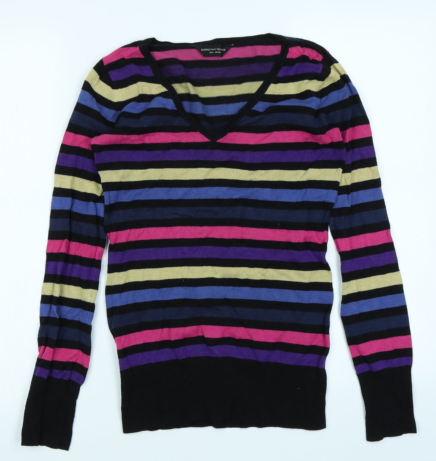 Dorothy Perkins Womens Black Striped  Pullover Jumper Size 8