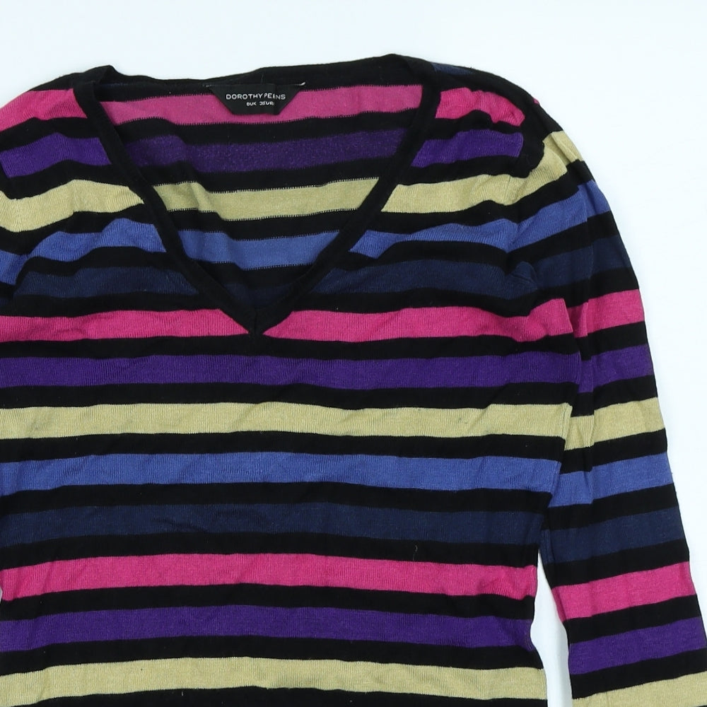 Dorothy Perkins Womens Black Striped  Pullover Jumper Size 8