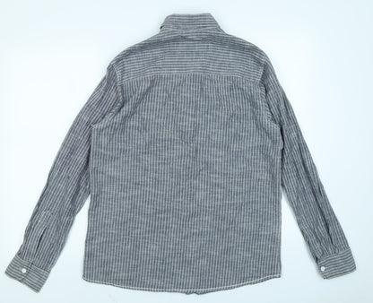 Preloved Peacocks Mens Grey Striped   Button-Up Size M - Back