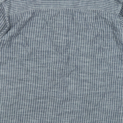 Preloved Peacocks Mens Grey Striped   Button-Up Size M - Label