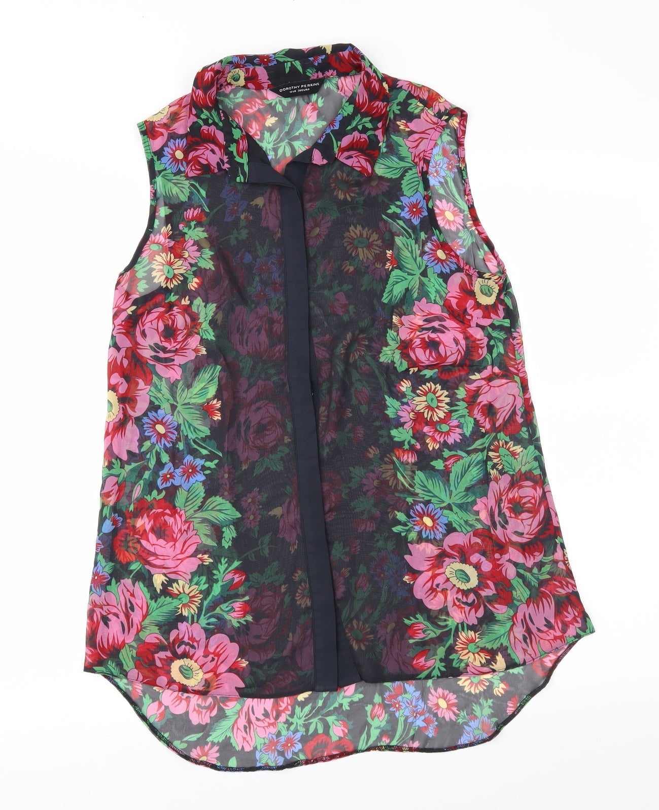 Dorothy Perkins Womens Black Floral  Basic Blouse Size 10