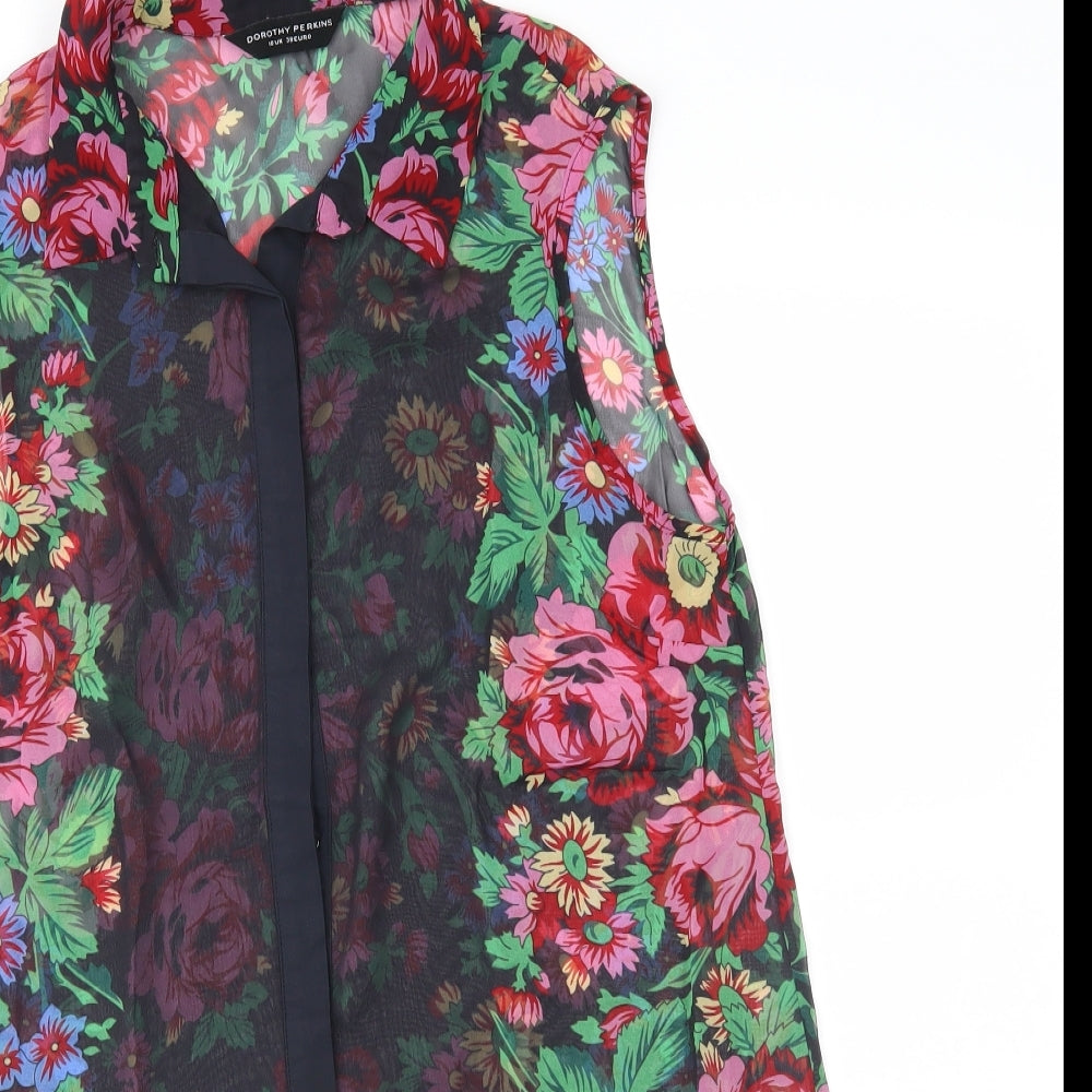 Dorothy Perkins Womens Black Floral  Basic Blouse Size 10