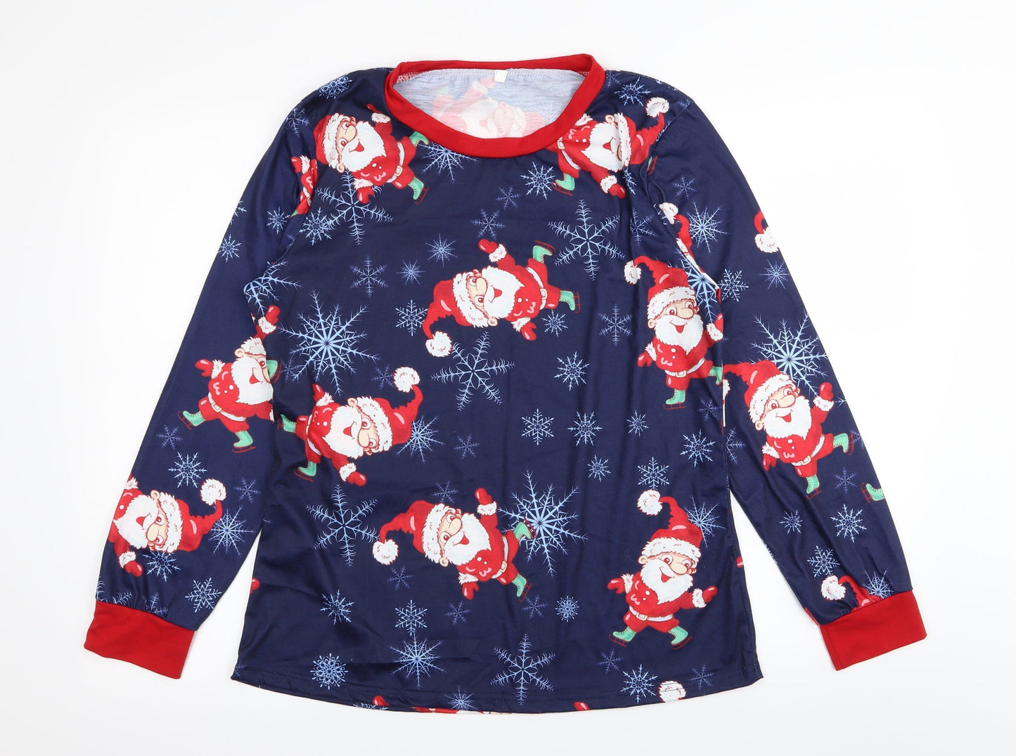 Preworn Womens Blue Solid  Top Pyjama Top Size L  - christmas