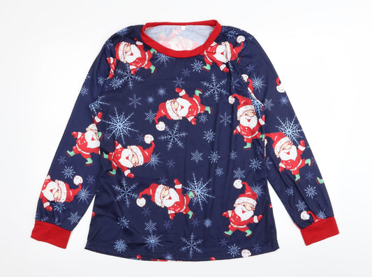 Preworn Womens Blue Solid  Top Pyjama Top Size L  - christmas