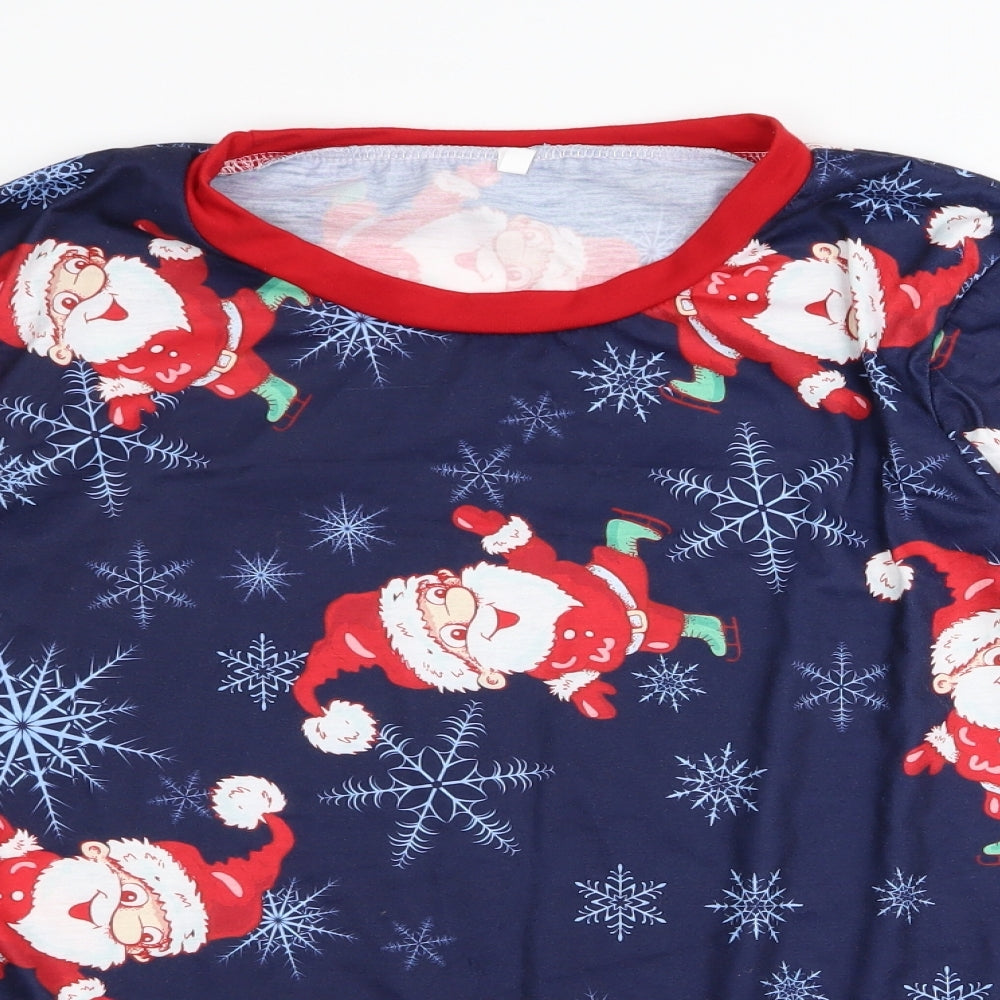 Preworn Womens Blue Solid  Top Pyjama Top Size L  - christmas
