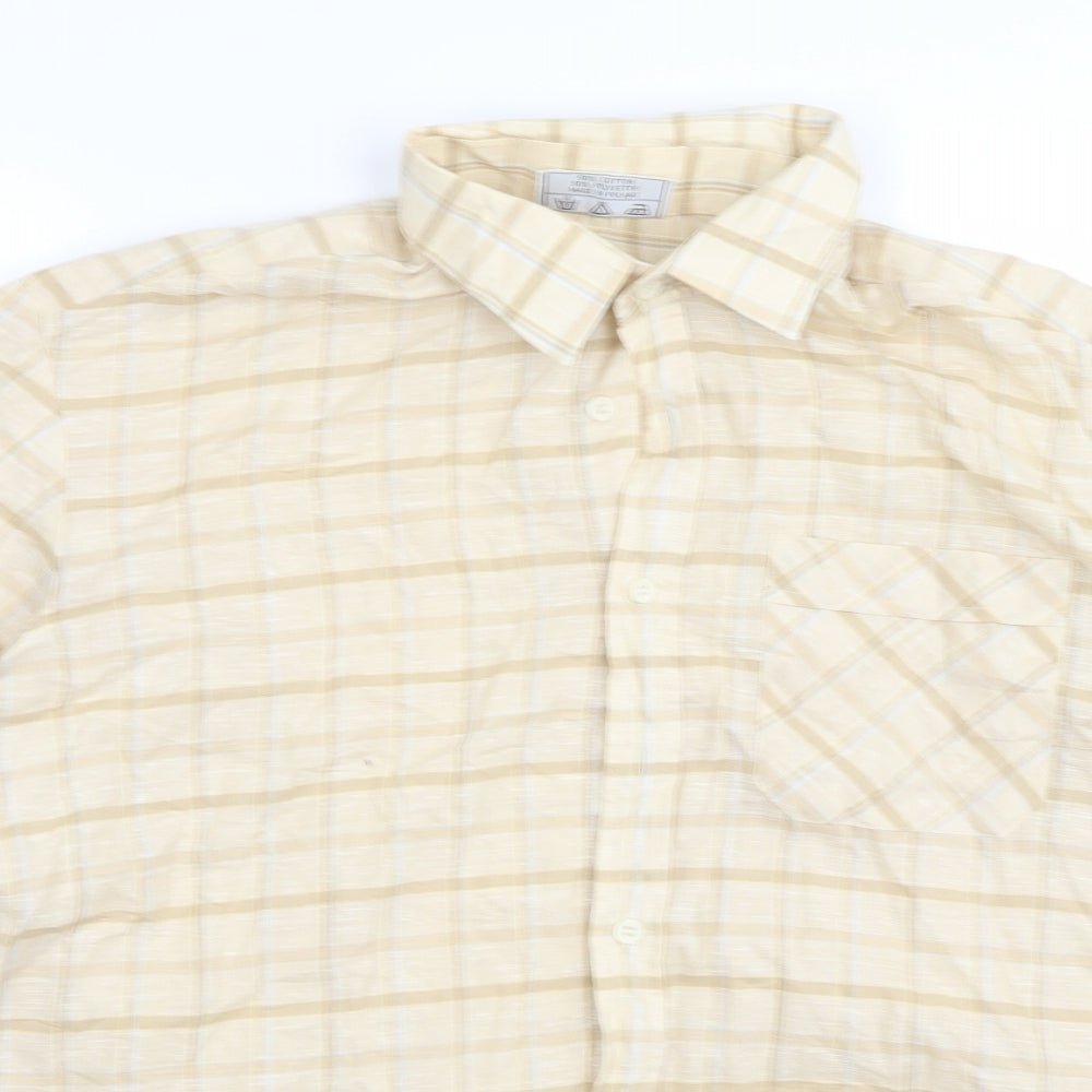 Leisure Mens Beige Check   Button-Up Size XL