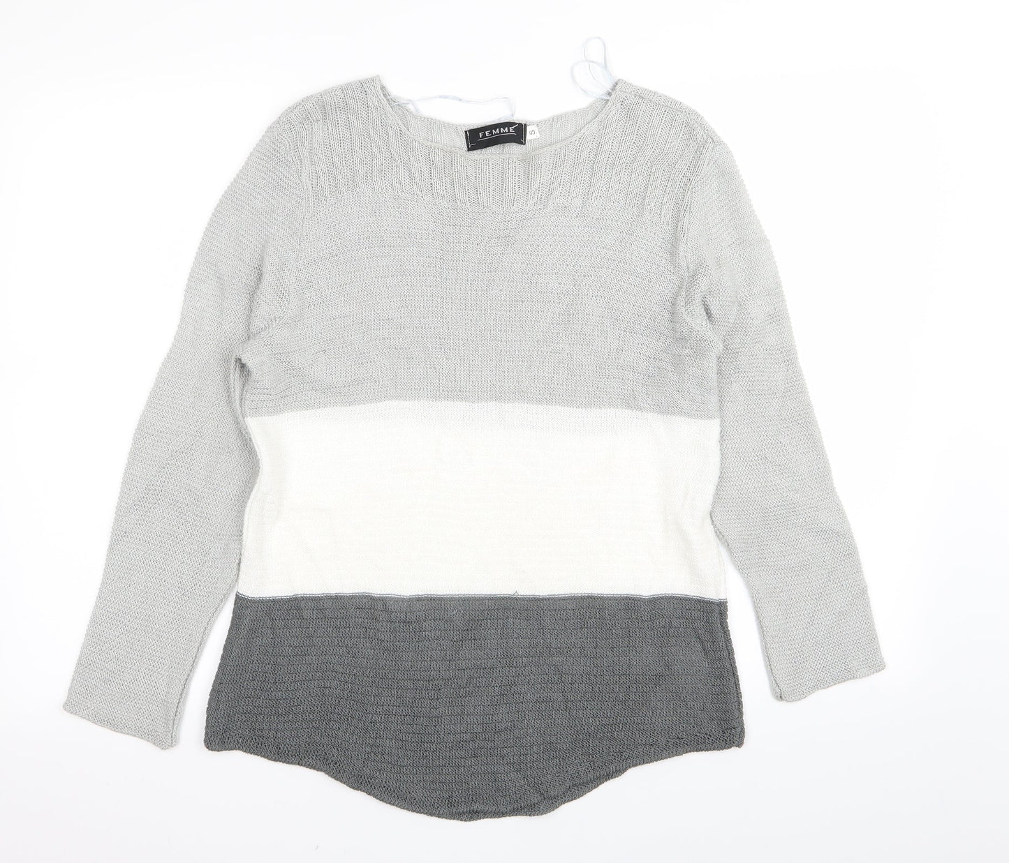 Femme Womens Grey   Pullover Jumper Size S