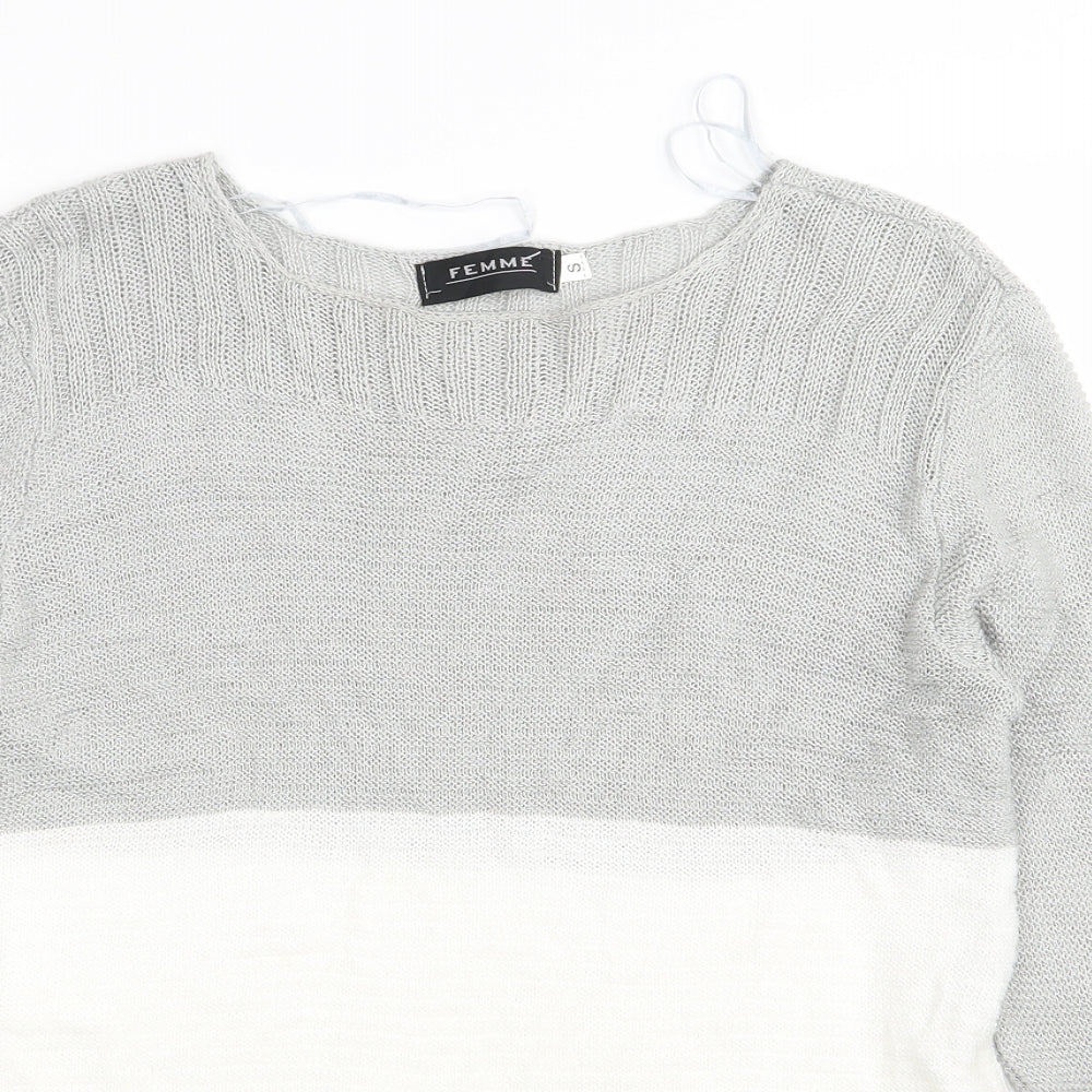 Femme Womens Grey   Pullover Jumper Size S