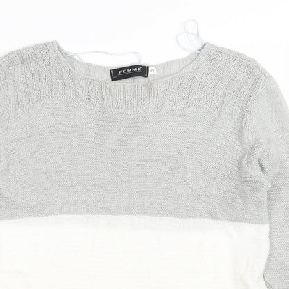 Femme Womens Grey   Pullover Jumper Size S