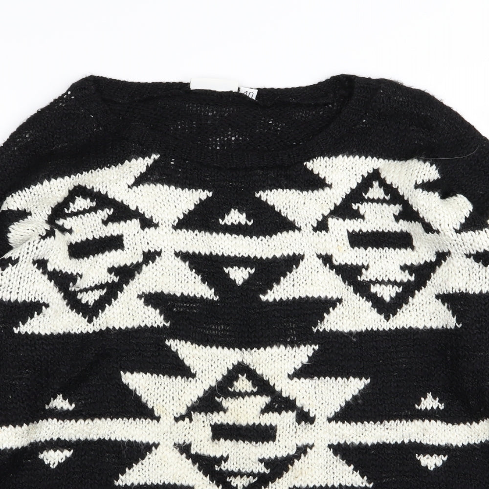 New Look Womens Black Argyle/Diamond  Pullover Jumper Size 12