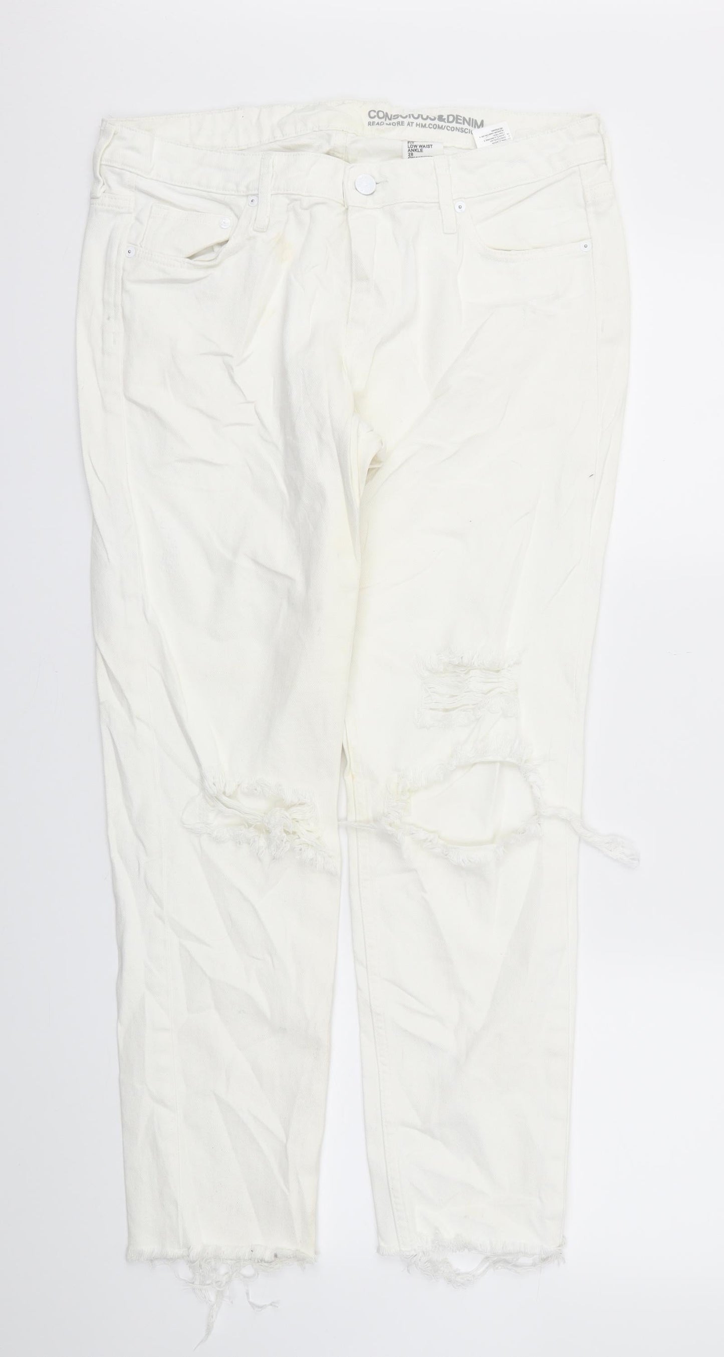 H&M Womens White   Straight Jeans Size 34 L28 in