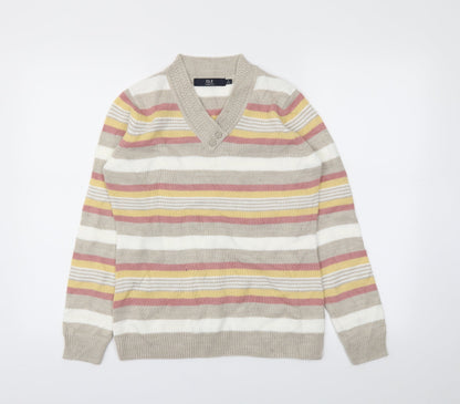Isle Essentials Womens Multicoloured Striped  Basic T-Shirt Size S
