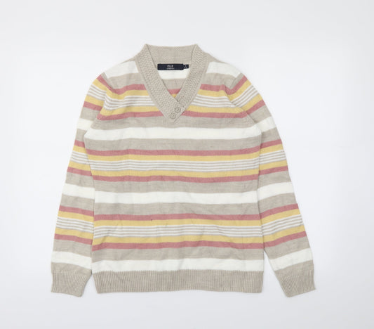Isle Essentials Womens Multicoloured Striped  Basic T-Shirt Size S