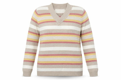 Isle Essentials Womens Multicoloured Striped  Basic T-Shirt Size S