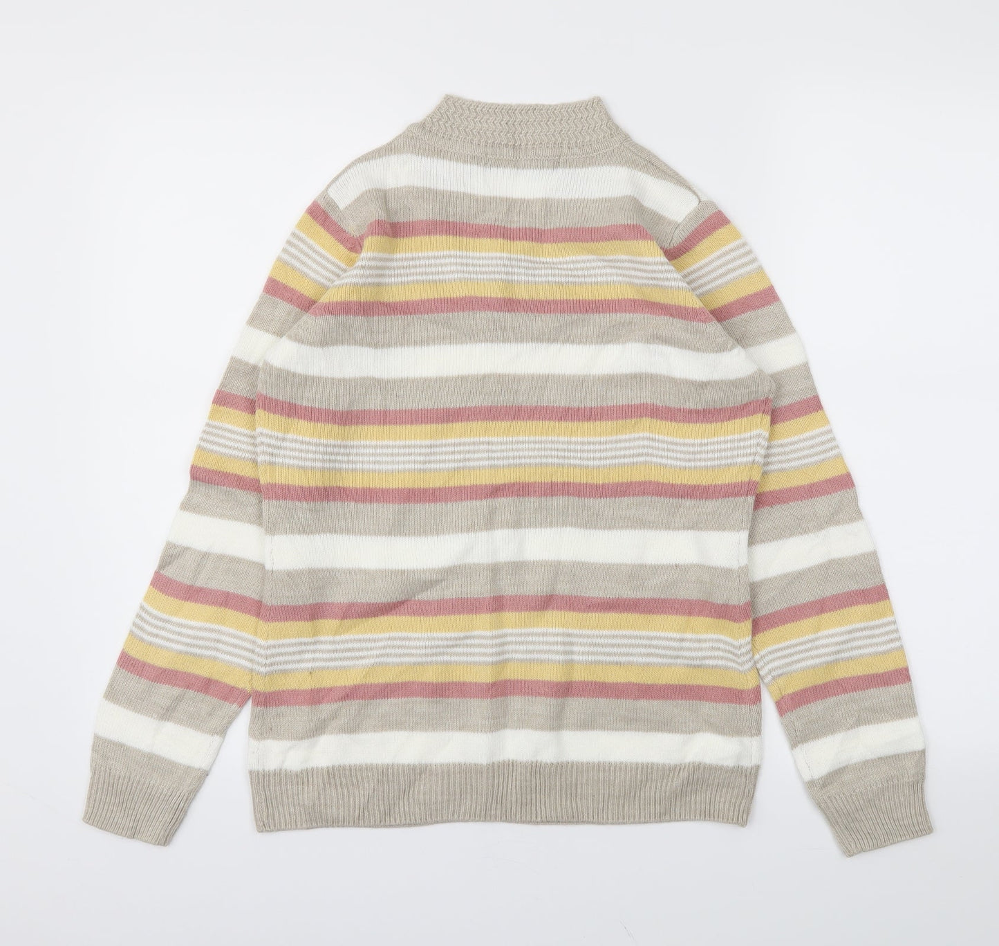 Isle Essentials Womens Multicoloured Striped  Basic T-Shirt Size S