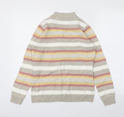 Isle Essentials Womens Multicoloured Striped  Basic T-Shirt Size S