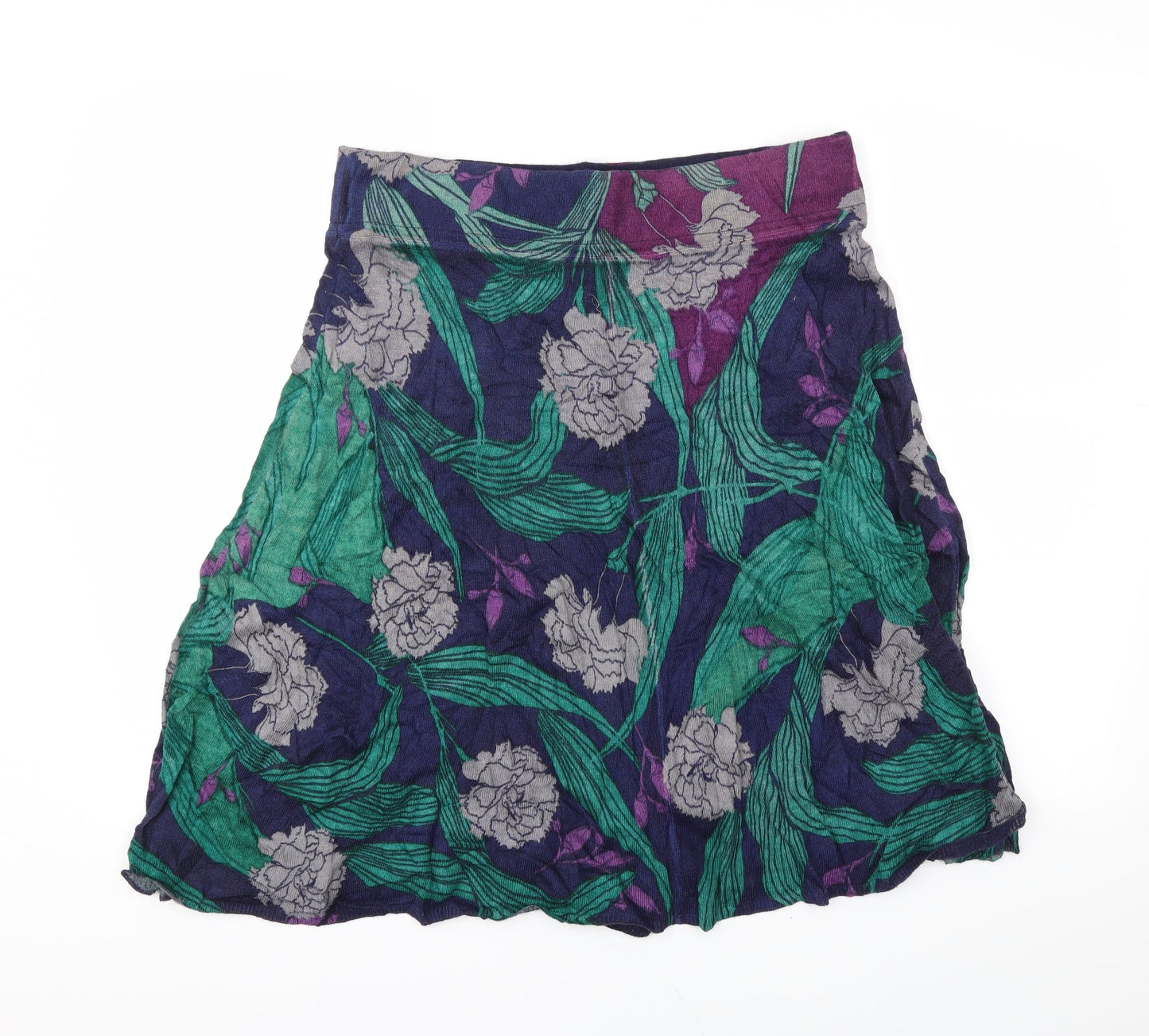 Preworn Womens Green Floral  Flare Skirt Size 34 in