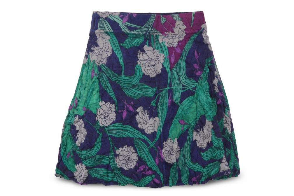 Preworn Womens Green Floral  Flare Skirt Size 34 in