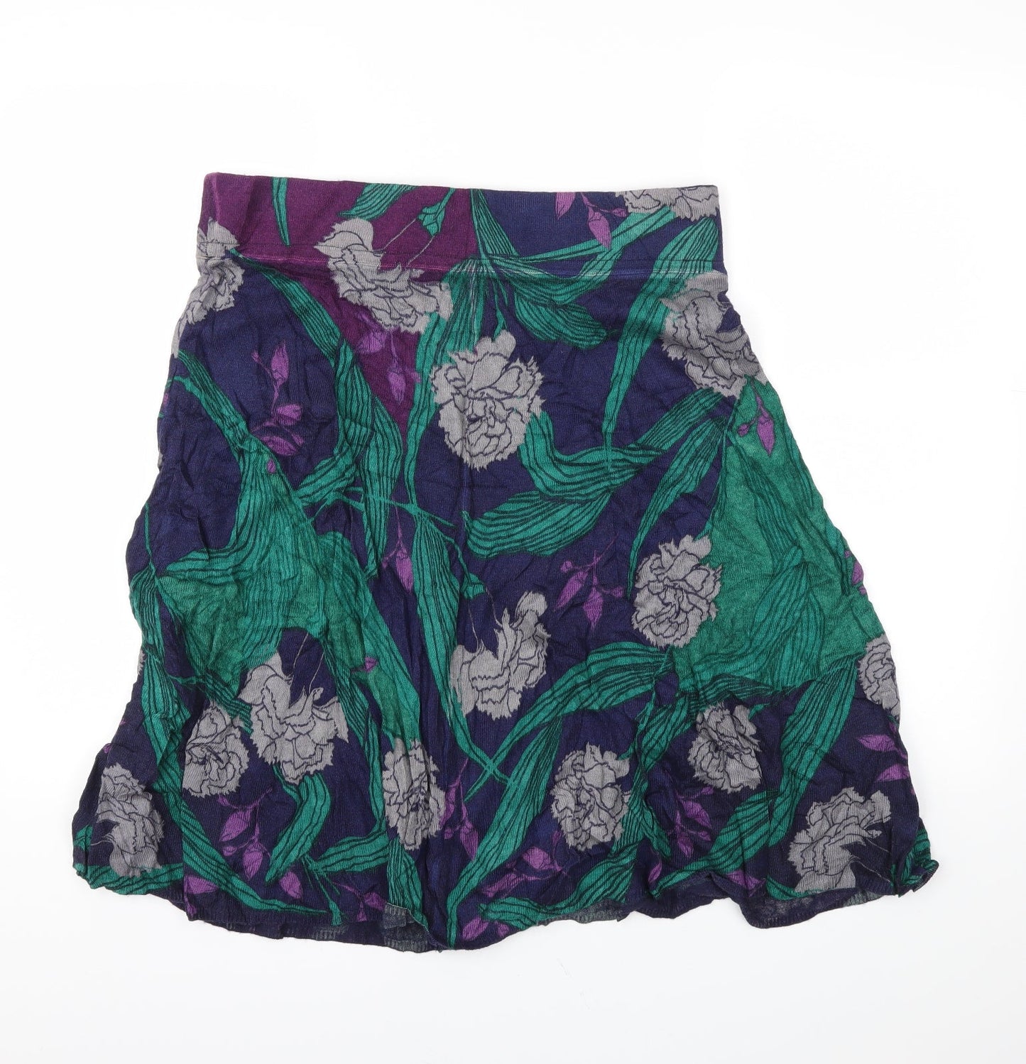 Preworn Womens Green Floral  Flare Skirt Size 34 in