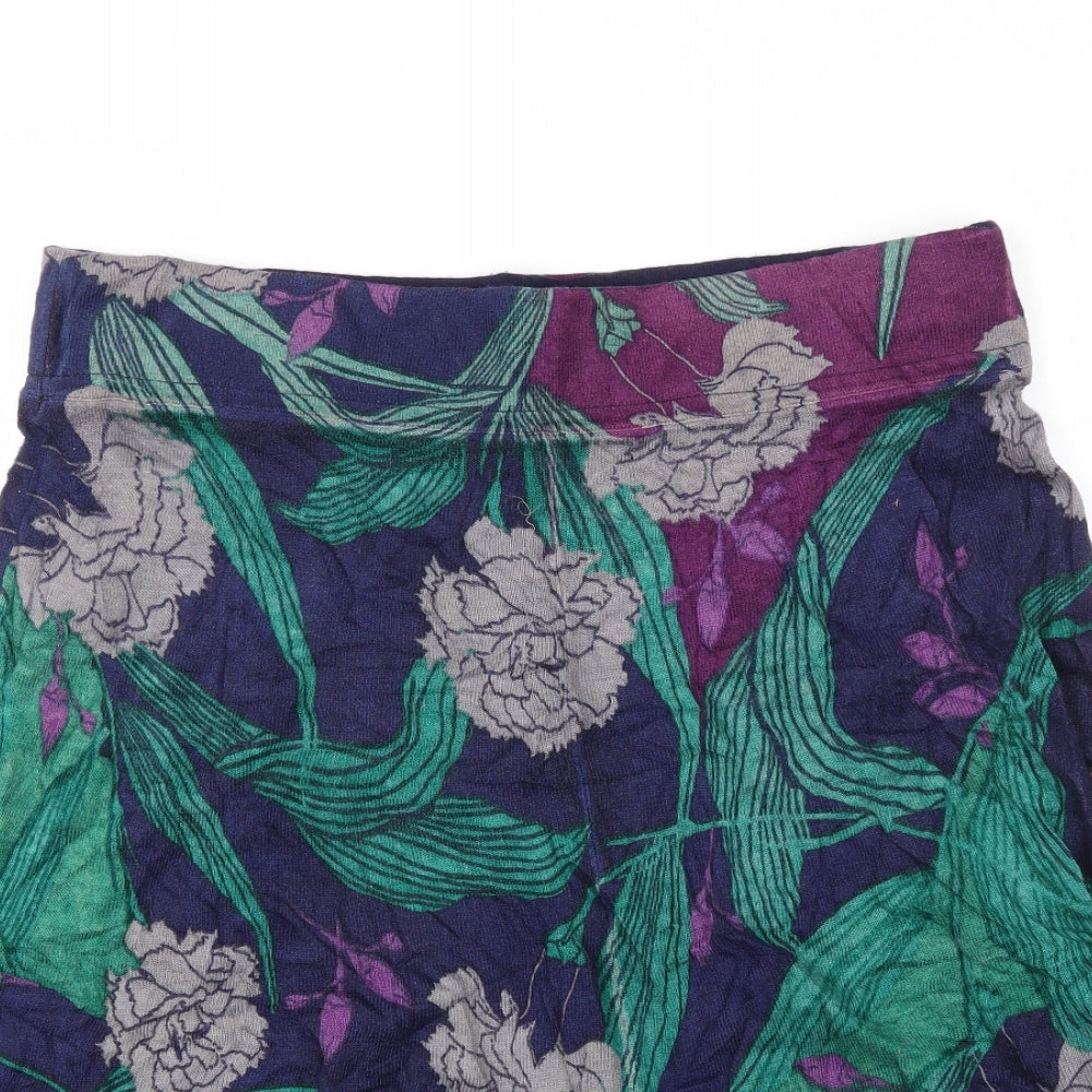 Preworn Womens Green Floral  Flare Skirt Size 34 in