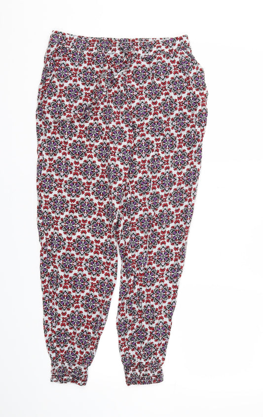 H&M Womens Purple Argyle/Diamond  Jogger Trousers Size 10 L25 in - Stretch waistband