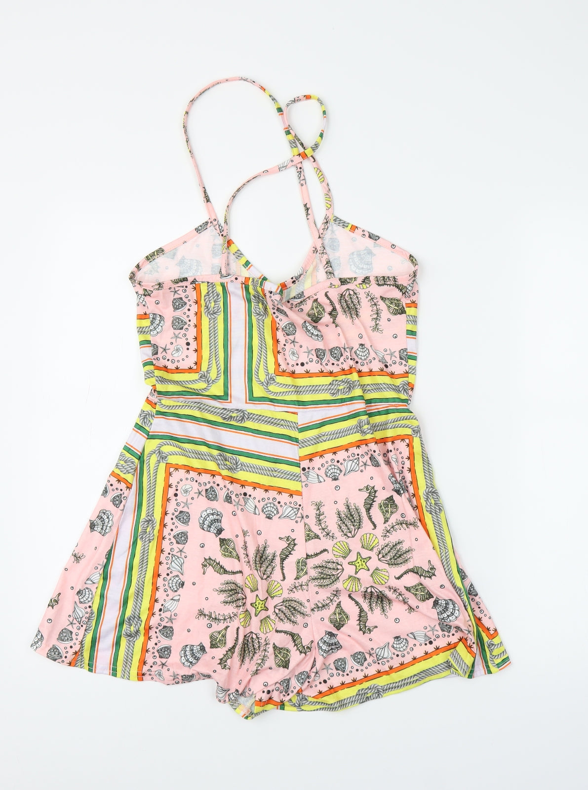 Boohoo Womens Pink Batik  Romper One-Piece Size 12
