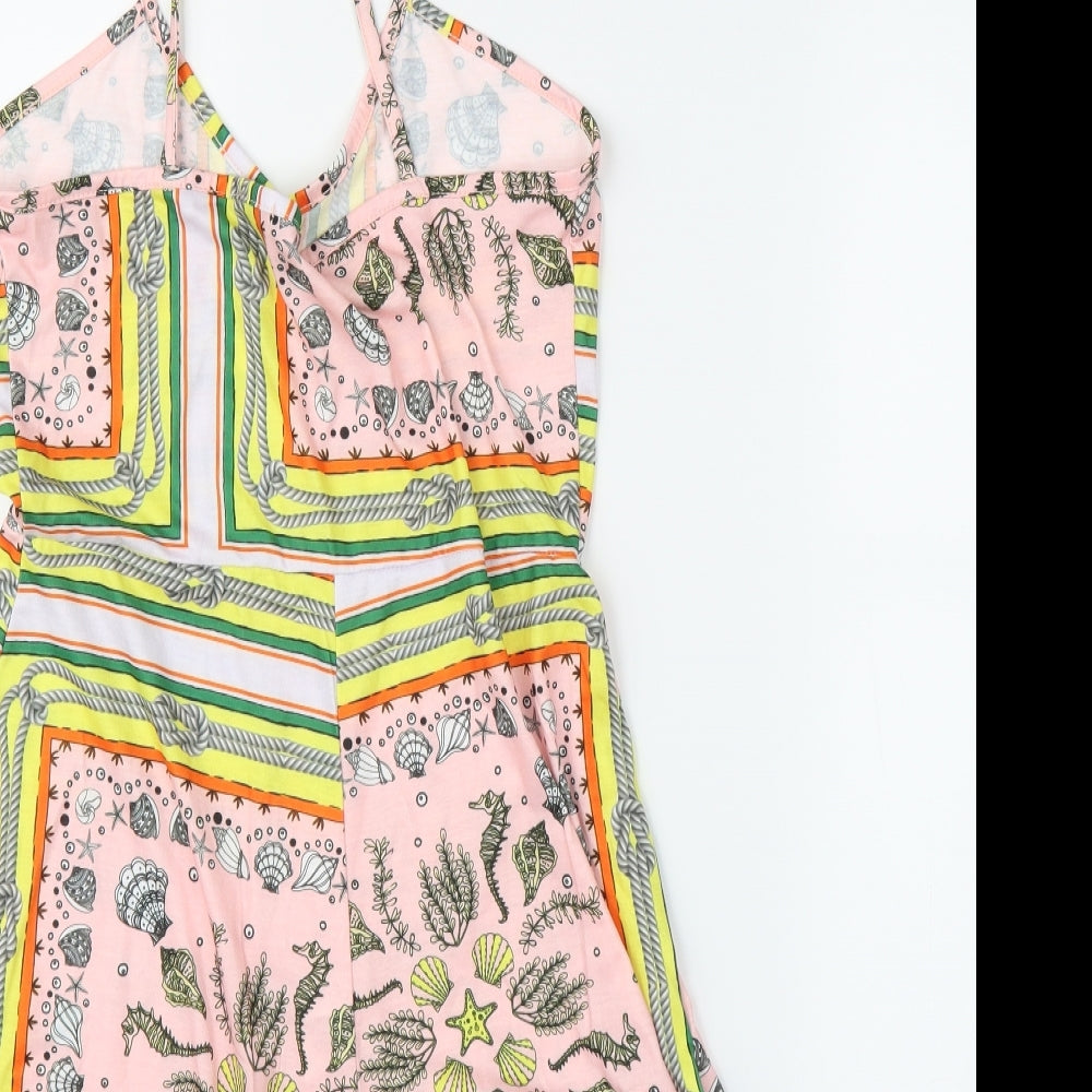 Boohoo Womens Pink Batik  Romper One-Piece Size 12