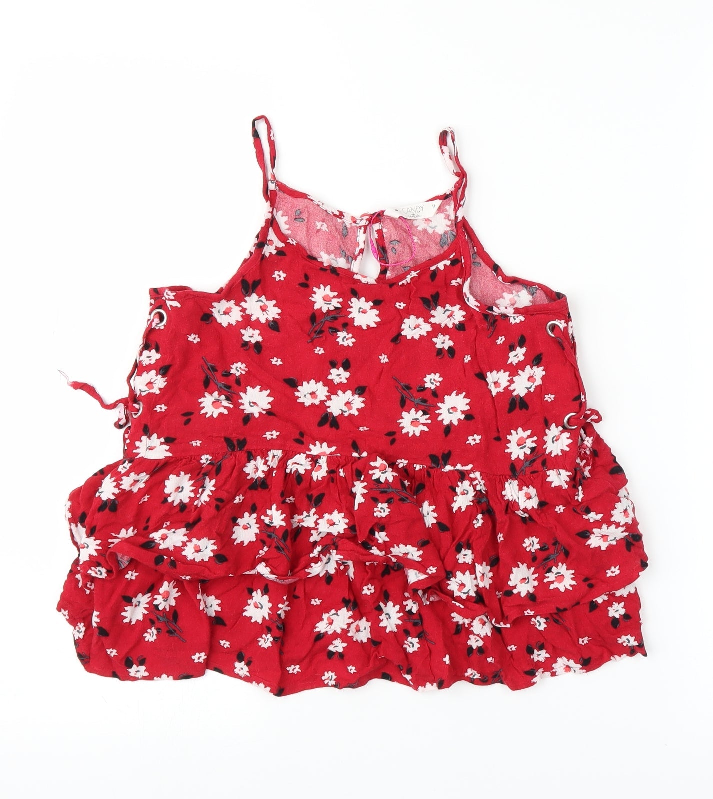 Matalan Girls Red Floral  Basic Blouse Size 11 Years
