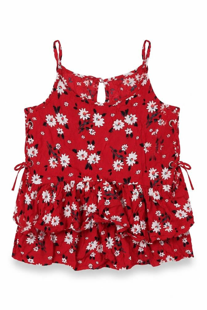 Matalan Girls Red Floral  Basic Blouse Size 11 Years